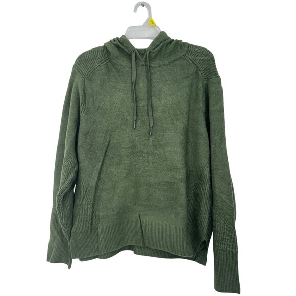 Time And Tru Women Green Hooded Sweater SZ L 12-14 Acrylic Blend Casual Pullover - Picture 2 of 11